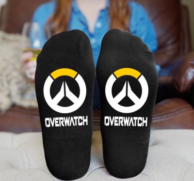 China New Fashion Breathable Anime Cartoon Black Breathable Casual Sweat Socks Current Tide Soft Wet Socks Overwatch Socks for sale