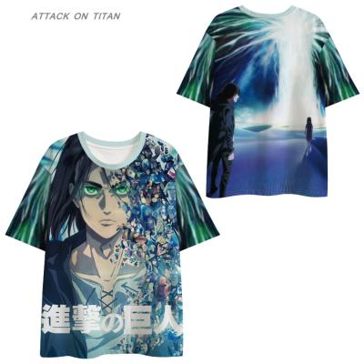 China Anti-wrinkle attack on titan Japanese anime European popular fashion the peripheral and American 3D printing casual short sleeve T-shirt for sale