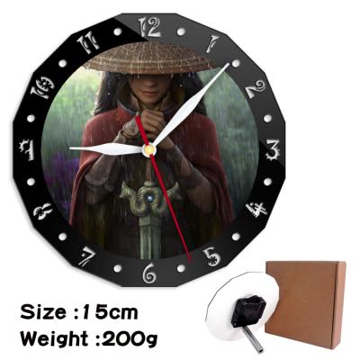 China Ancient Raya style and latest dragon anime 3D digital printing printed double layer wall clock acrylic alarm clock for sale