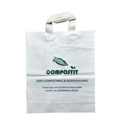 China Custom Printed Reusable Compostable Shopping Bags With Soft Loop Handle for sale