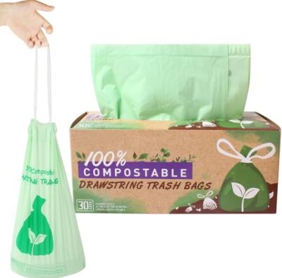 China Customizable Compostable Drawstring Garbage Bags With Retail Dispenser Box for sale