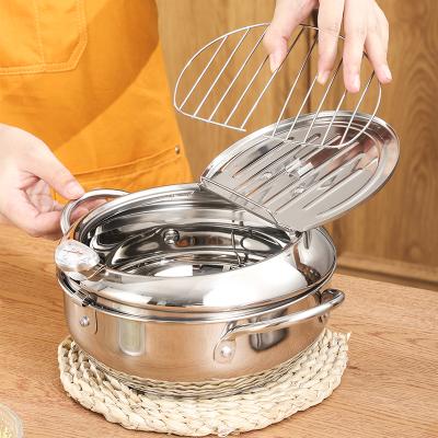 China 2021 New Arrivals Temperature Control Fried Potato Chips Deep Fryer Pot Temperature Sustainable Tempura Chicken Pot With Lid for sale