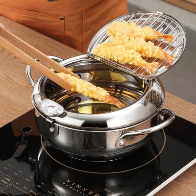 China Stainless Steel Viable Temperature Control Chicken Tempura Cookware Kitchen Deep Fryer Pots for sale