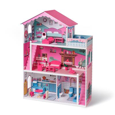 China Wooden Toy Dollhouse Elegant Dollhouse Toy Suite Cartoon Furniture For Kids Toys DIY for sale