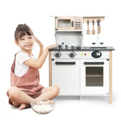 China MDF Baby Cooking Wooden Furniture Toy Set Miniature Japanese Kitchen Doll House For Children for sale