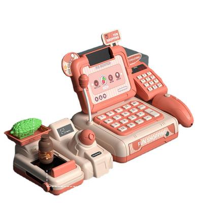 China Plastic Simulation Pretend Play Cash Money Calculator Toys Supermarket Electronic Cashier Register Toy Set for sale