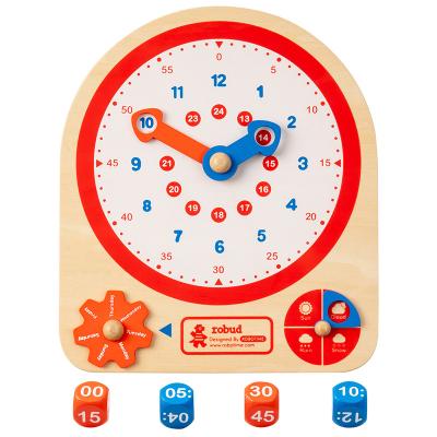 China Plywood+Solid Wooden Montessori Toys Educational Wooden Clock Shape Matching Toy Teaching Time Number Puzzle Stacking Sorter Kids Wooden Toys for sale