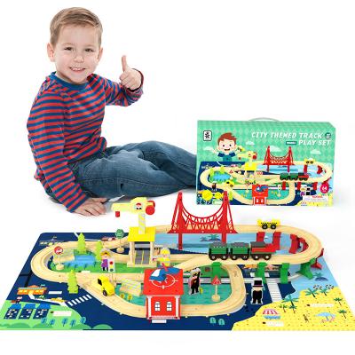 China Slot Toy Wooden Track Train Set Creative Toy Toys Children's Educational Toys Wooden Track Can Be Matched for sale