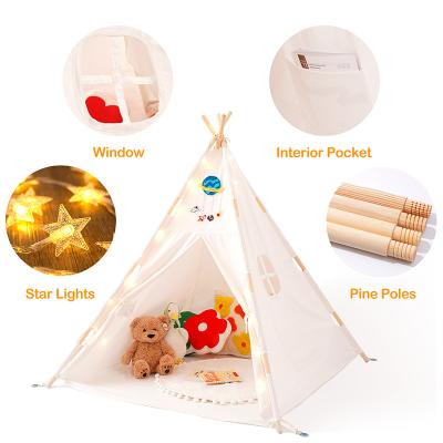 China Toy Polyester Cotton Fabric With Soft 4 Poles Customized Size Kids Indoor Outdoor Indian White Tent for sale