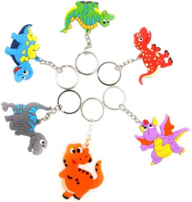 China Promotional Custom Cute Neutral Rubber Dinosaur Party Supplies Cartoon Design Birthday DIY Retailer Gifts Key Chain for sale