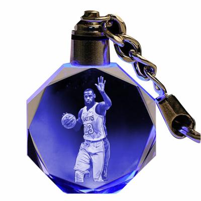 China Modern Custom 3D LED 24 Bryant Kobe Colorful Crystal Souvenir Keychains For Fans for sale