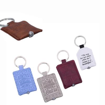 China Promotion Gift High Quality Luxury Led Lighting Mini Leather Keychains With Logo Custom for sale