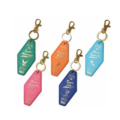 China Customizable Printing Key Chain Exquisite PU Leather Logo Retro Motel Hotel Blank for sale