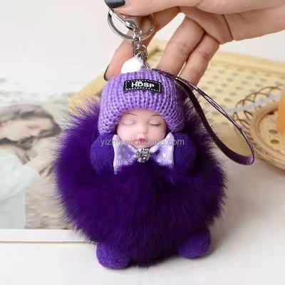 China Soft Hand Feeling Ready To Board Neoprene Map Pocket With Pom Pom Fluffy Key Chain for sale