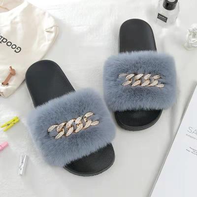 China CUSHIONING Custom Made Large Fur Slippers Women's Fur Slippers Fur Slippers for sale