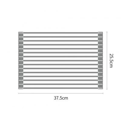 China Stainless Steel Viable Folding Tabletop Sink Storage Fruit and Vegetable Silicone Heat Insulation Pad Drain Rack Retractable for sale
