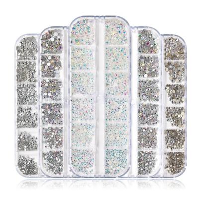 China Nail Accessories Mix Wholesale Boxed Crystal Nail Art Rhinestone Factory Supplies Wholesale Direct Selling for sale