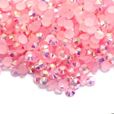 China Wholesale Blue Green Jelly AB Resin Flatback Rhinestones Shiny Round Rhinestones For DIY Gift Cup for sale