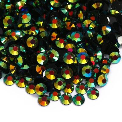 China Flatback wholesale 2 3 4 5 6mm round ab color flat back resin green transparent rhinestone for custom rhinestone hoodie decorations for sale