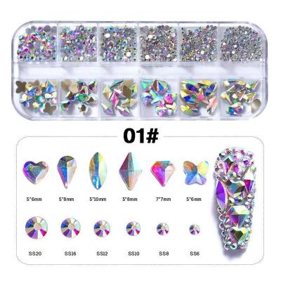 China Special flatback shaped rhinestone rhinestones for nail design in box clear and smooth crystal ab rhinestone factory direct sale for sale