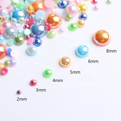 China Bags Wholesale 2mm 4mm 6mm 8mm 10mm 12mm 14mm Flat Back Pearls ABS Rhinestone Pink Rose Applique Half Round Beads Flatback Beads for sale