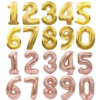 China Hot sale activity decoration 2023 theme party supplies Rose Gold 32 inch number foil balloons for birthday party decor for kids and adults for sale