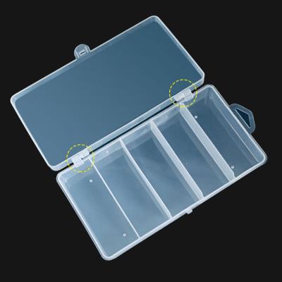 China PP Fishing 5 Grid Transparent Hard Plastic Storage Box Fishing Accessories Mid Lure Box Packing Box for sale