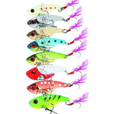 China Wholesale Matel Hard Sinking VIB Lure Fishing Artificial Groundbait 7g 12g Double Hook Casting Long Full Swim With New Matel for sale