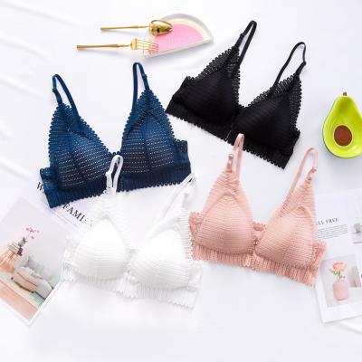 China French Women's Sexy Slim Cup Front Closure Lace Bra Set QUICK DRY for sale