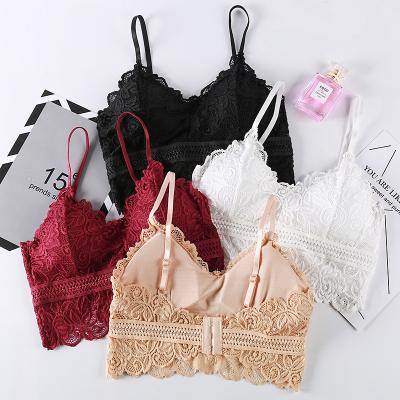 China Wholesale QUICK DRY Women's Wireless Padded Soft Lace Breathable Floral Bralette for sale