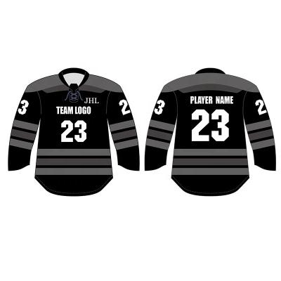 China Breathable Wholesale custom made youth team sublimation string lace neck ice hockey jersey for sale