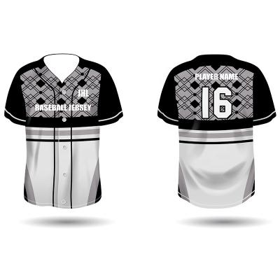 China Anti-Bacterial Wholesale Custom Design School Team Digital Print Button Down Baseball jersey for sale