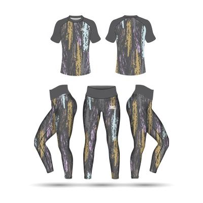 China Breathable High Quality Yoga Sets Girls fully sublimation print Fitness Suit Workout Clothes Athletic Wear Women Gym Set for sale