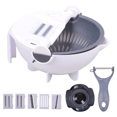 China 9 Viable in 1 Multifunctional Vegetable Cutter With Drain Basket Household Salad Kitchen Rotating Drain Basket for sale