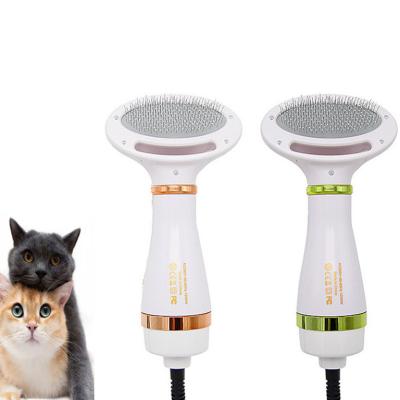 China Stored 2 in 1 Heat Settings Adjustable Temperature Handle Dog Pet Fan Grooming Force Mini Dryer Machine Hair Brush for sale