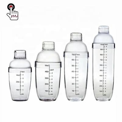 China Professional Clear Plastic Shaker Bottle Bubble Boston Equipment Resin Cup Viable Bar Food Grade Plastic Shaker Cup With Scale Line for sale