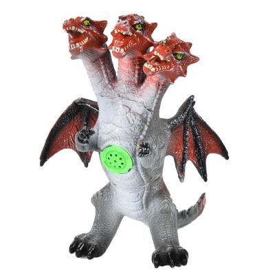 China The other 2022 Animal Toy Animal 28cm three-headed dragon model vinyl dinosaur toy model with sound and light for sale