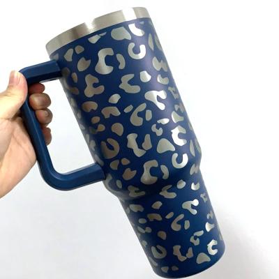 China Custom Print Stanleys Cup 40Oz Cheetah Cup Leopard Tumbler With Handle Straw 2.0 Viable Insulated Cow Stanleys for sale