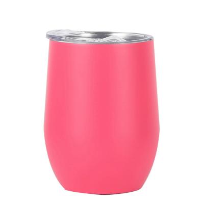 China 12Oz Double Wall Stocked Insulated Designer Pink Wine Tumbler Coffee Mugs 350Ml Egg Shape Mug Beer 12Oz Stainless Steel Wine Tumbler for sale