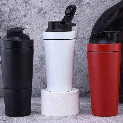 China Custom Viable Metal Protein Powder Shaker Cup Bottle Twist Tip Logo Stainless Steel Gym Shaker Bottle 750Ml for sale