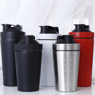 China Wholesale Viable Stainless Steel Protein Shaker Security Lid Water Bottle Shaker Stainless Steel Bpa Free Gym Protein Shaker 750Ml for sale