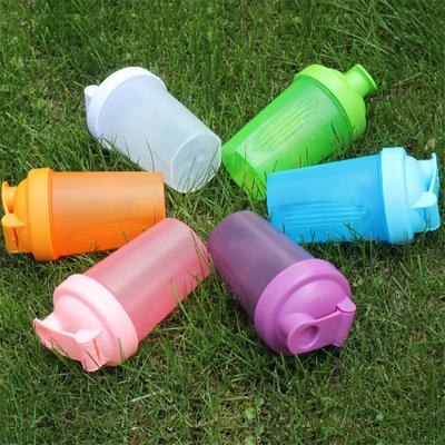 China Custom Viable Logo BPA Free 400ml Protein Sport Water Cup Shaker Plastic Shake Drinking Bottle Powder For Protein With Mixing Ball for sale