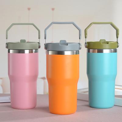 China PORTABLE Stainless Steel Powder Coated Travel Mug Stanleys Iceflows 30Oz Vacuum Tumbler Cup Travel Mug With Handle for sale