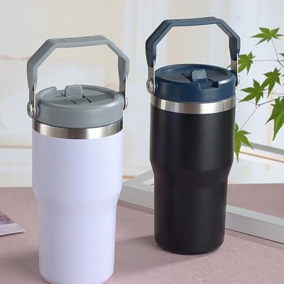 China 20Oz 30Oz 40Oz Stainless Steel Metal Double Wall Beer Travel Metal Mug PORTABLE Insulated Coffee Tumbler With Handle Lid Straw for sale