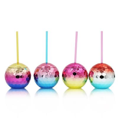 China Safe Unique 600ml Food Grade Cocktail Cups Wedding Disco Ball Plastic Creative Cups 4pcs Set 20oz Party Disco Ball Mug for sale