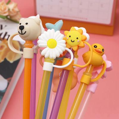 China Viable Anime Straw-Topper Attachment Custom Design Straw Topper of Straw Cover Charm Topper Silicone Bear Resin for sale