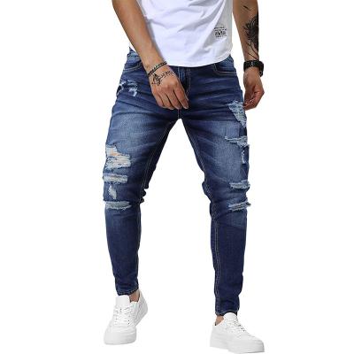 China Sustainable Mens Slim Fit Stretch Jeans Distressed Tapered Skinny Pants Jeans For Men for sale