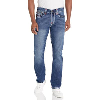 China Sustainable Vintage Blue Two Thread Design Relaxed Fit Straight Leg Jeans For Man for sale