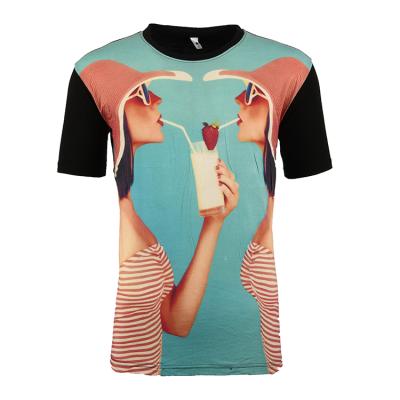 China Anti-pilling anti-pilling short sleeves promotion round neck t-shirt with print logo for wholesale for sale