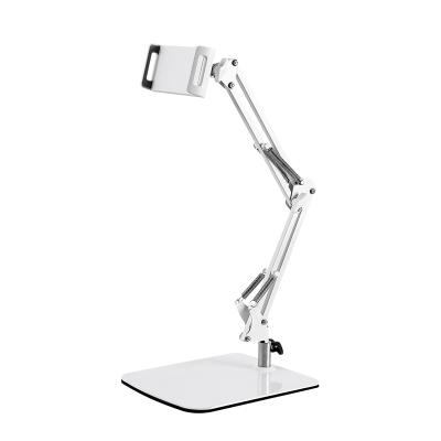 China China Manufacturer Adjustable Height Desktop White Double Section Bracket Folding Large Mobile Phone Tube Double Stand Tablet Desk Stand for sale